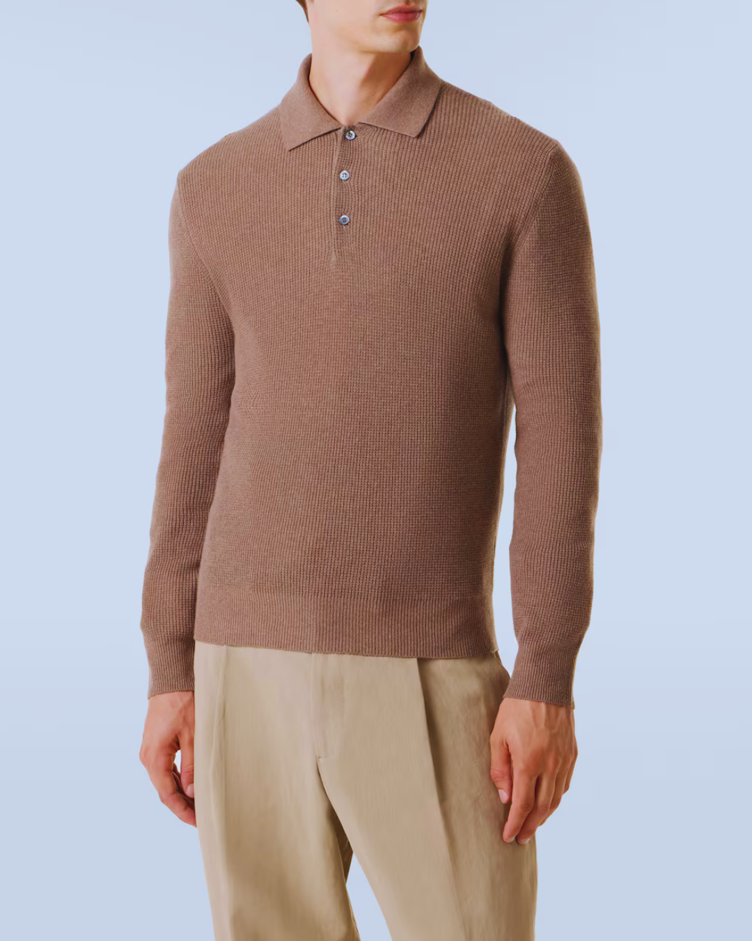 Polo de mangas largas en punto para hombre