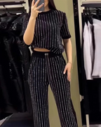 Conjunto casual de dos piezas con pantalones y camisa de manga corta para mujer®