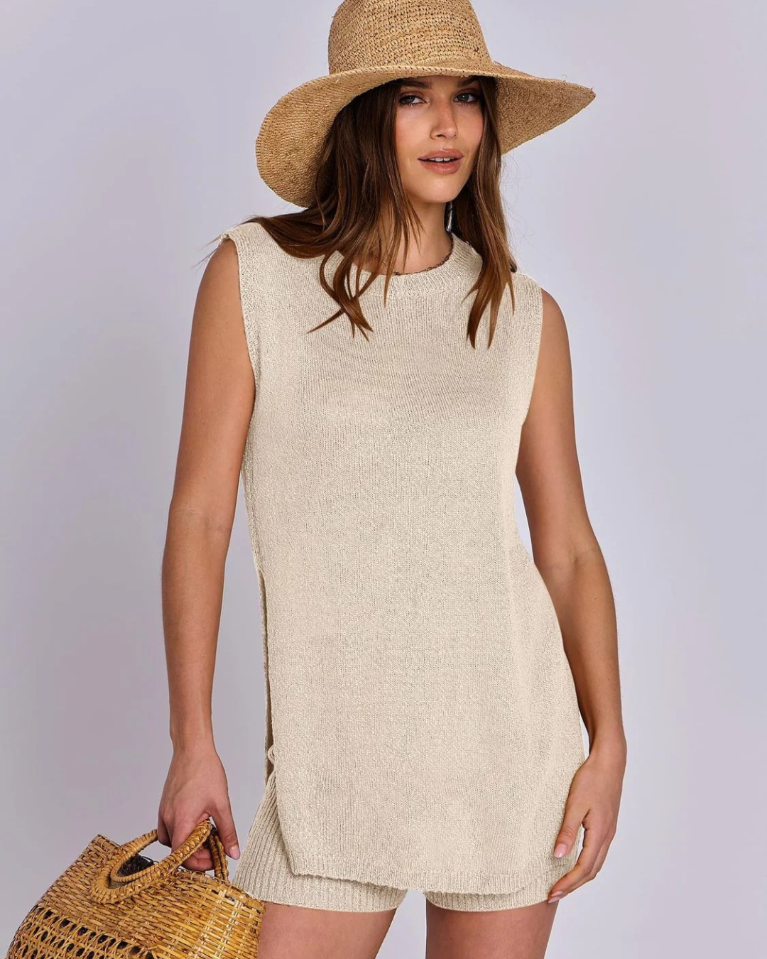 Conjunto de suéter sin mangas para mujer