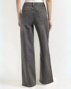 Pantalón Casual de Tiro Medio con Múltiples Bolsillos y Pierna Ancha