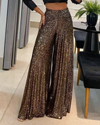 Pantalón de Lentejuelas de Pierna Ancha para Mujer