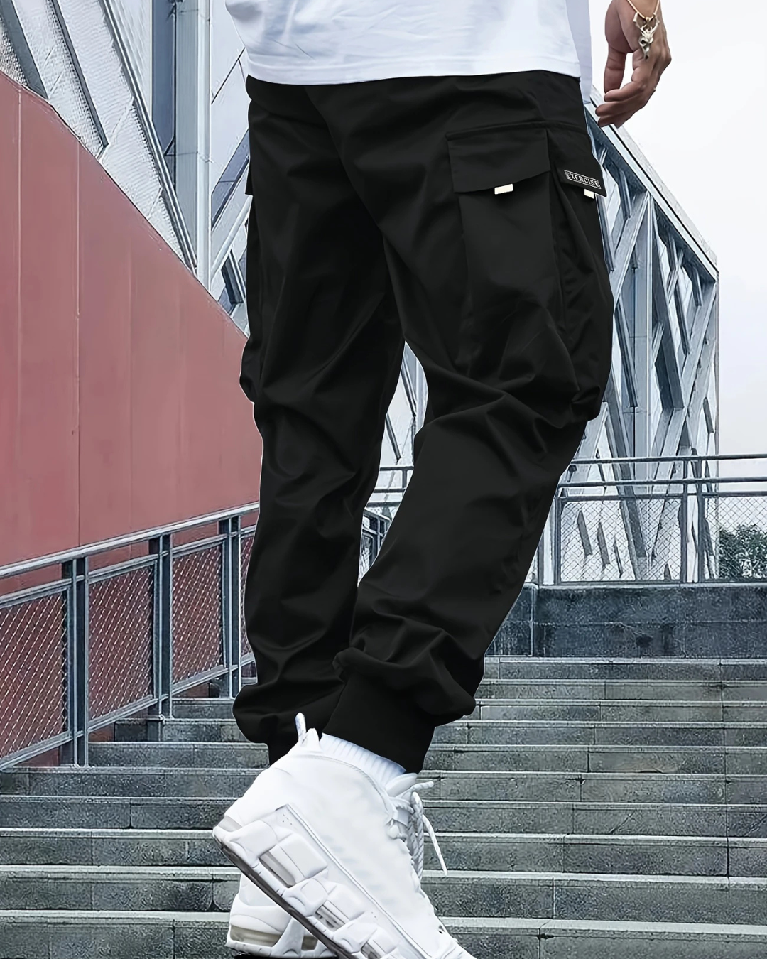 Pantalón cargo con cintura de cordón ajustable para Hombre