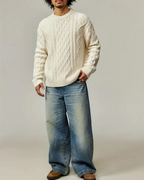 Sudadera de punto para hombre con cuello redondo