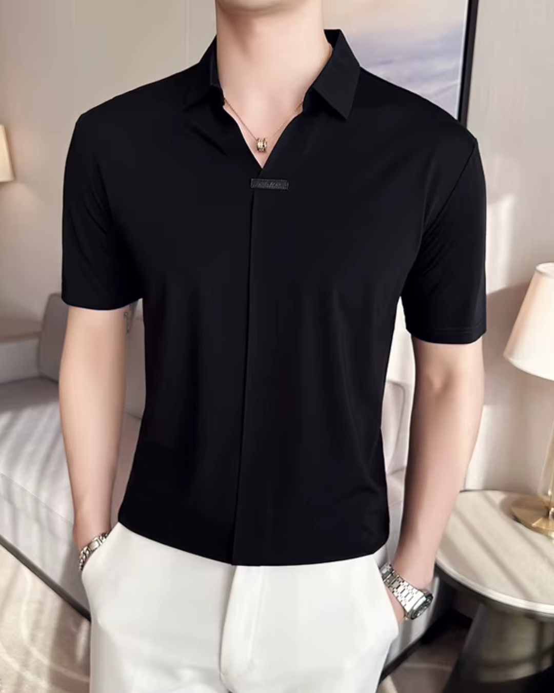 Polo de Hombre de Gran Elasticidad, Ligero, Suave y Resistente a las Arrugas en Color Liso®