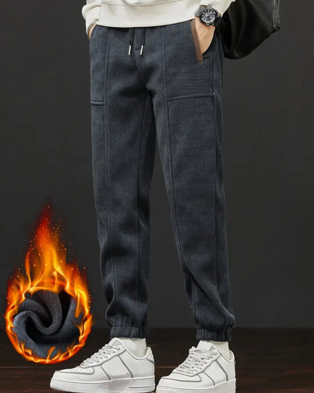 Pantalones jogger informales para hombre con forro polar