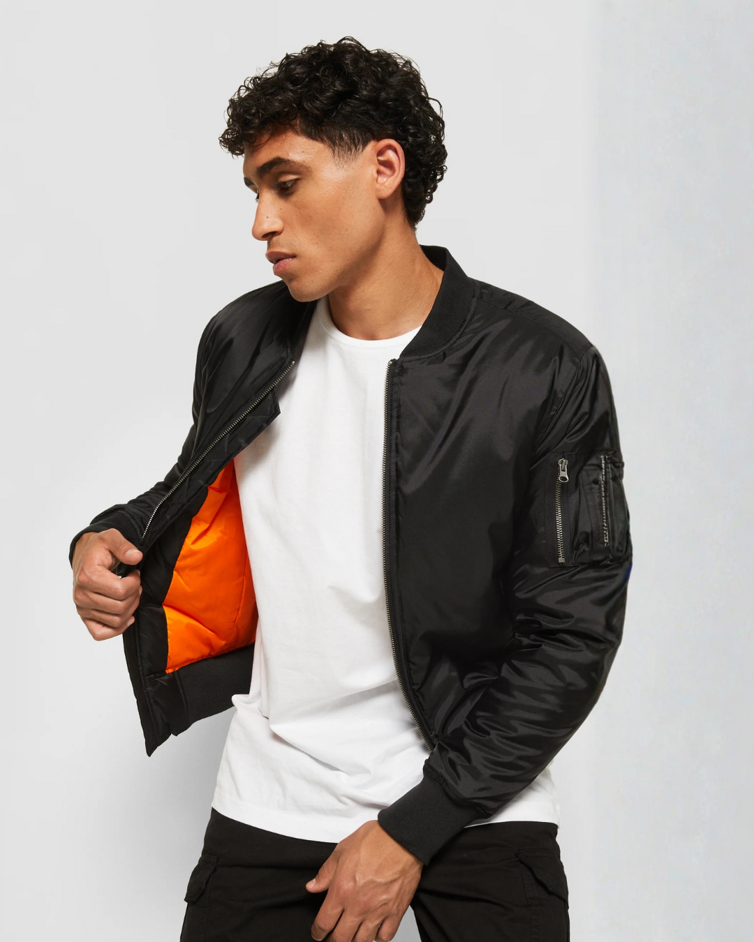 Chaqueta con Cuello Acanalado y Cierre de Cremallera para Hombre