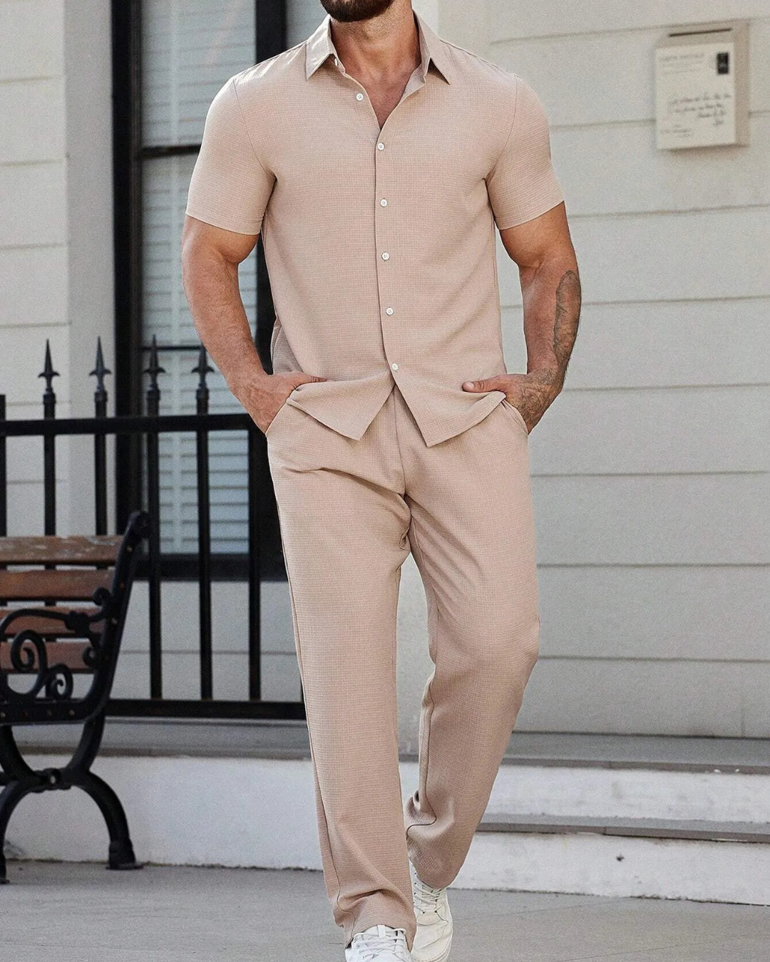 Conjunto de camisa de manga corta y pantalón con cintura ajustable®