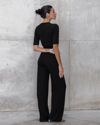 Conjunto de Dos Piezas con Cintura Ajustada y Bolsillos Laterales para Mujer