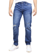Jeans Elásticos con Diseño Rasgado de Ajuste Moderno Para Hombre®