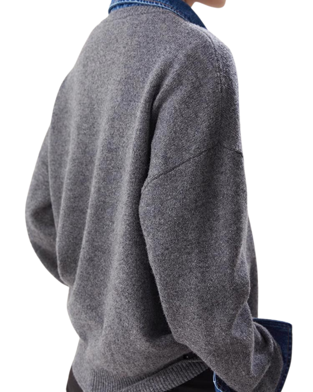 Camisa Manga Larga con Detalles en Mezclilla