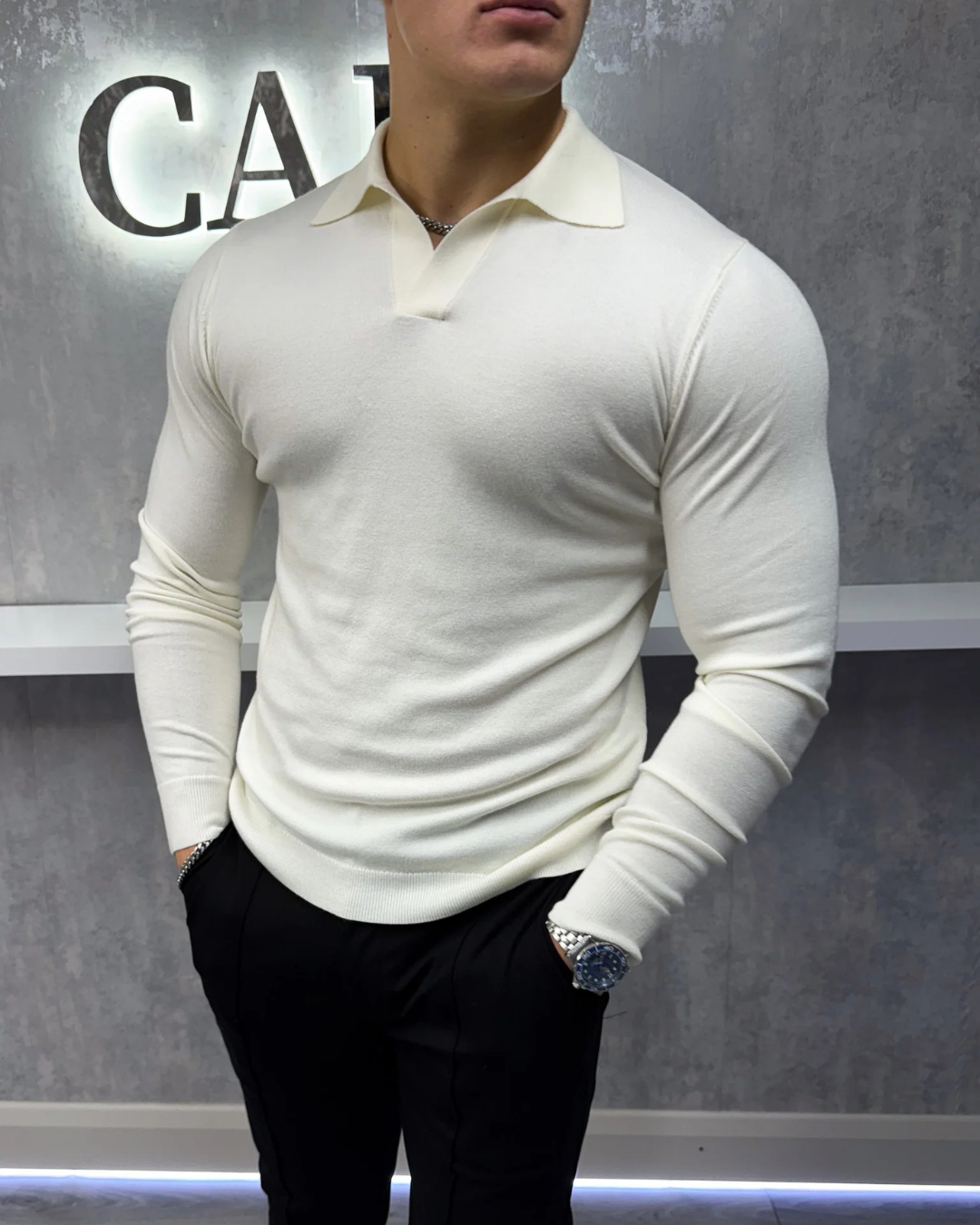 Polo de Manga Larga Suave y Transpirable para Hombre®