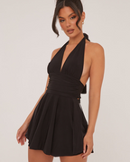 Minivestido Negro con Escote Pronunciado para Mujer