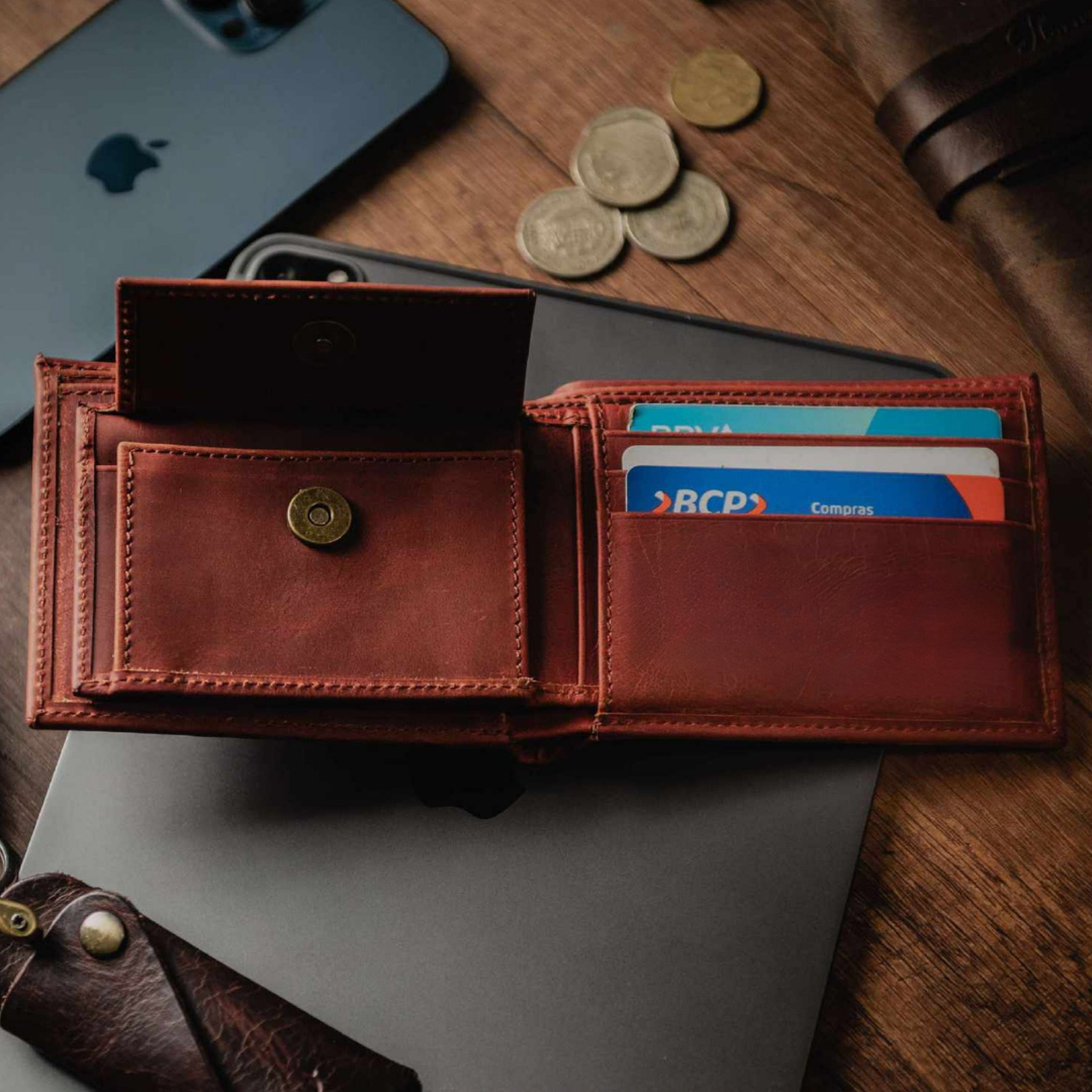 Billetera de Cuero Auténtico para Hombres®