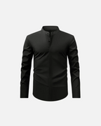 Camisa Manga Larga con Cuello Mao y Cierre Oculto para Hombre®