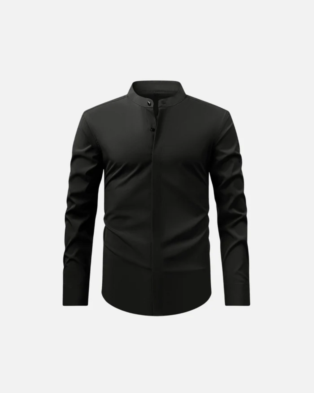 Camisa Manga Larga con Cuello Mao y Cierre Oculto para Hombre®