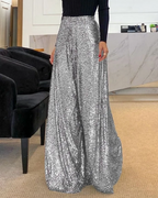 Pantalón de Lentejuelas de Pierna Ancha para Mujer