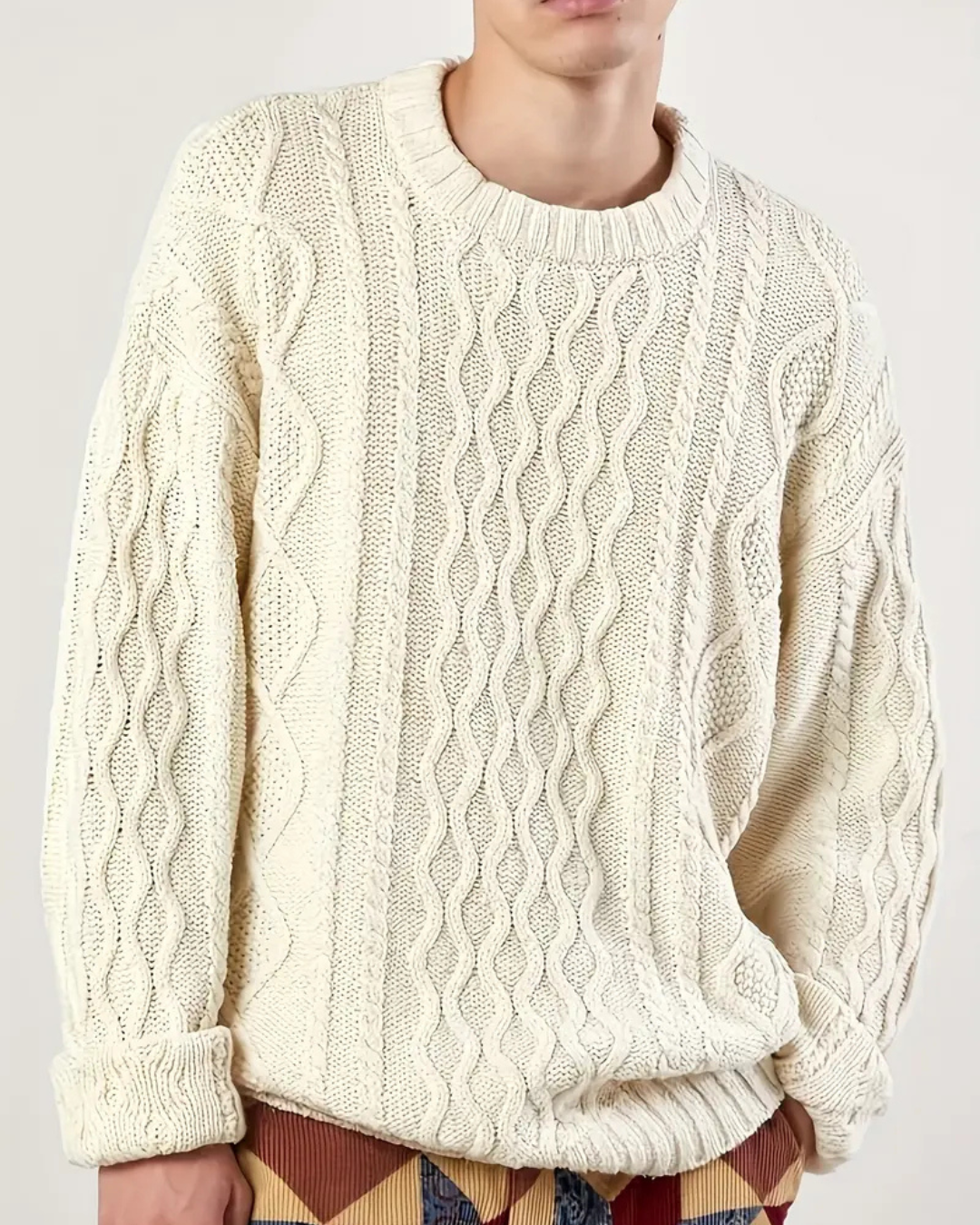 Sudadera de punto para hombre con cuello redondo