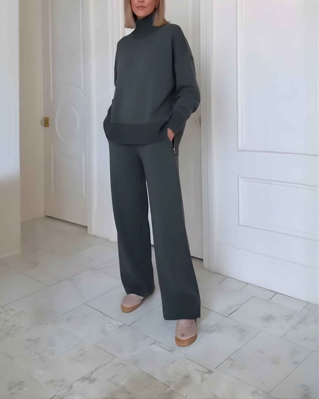 Conjunto de Dos Piezas Sudadera Suelta y Pantalón de Pierna Ancha Para Mujer®