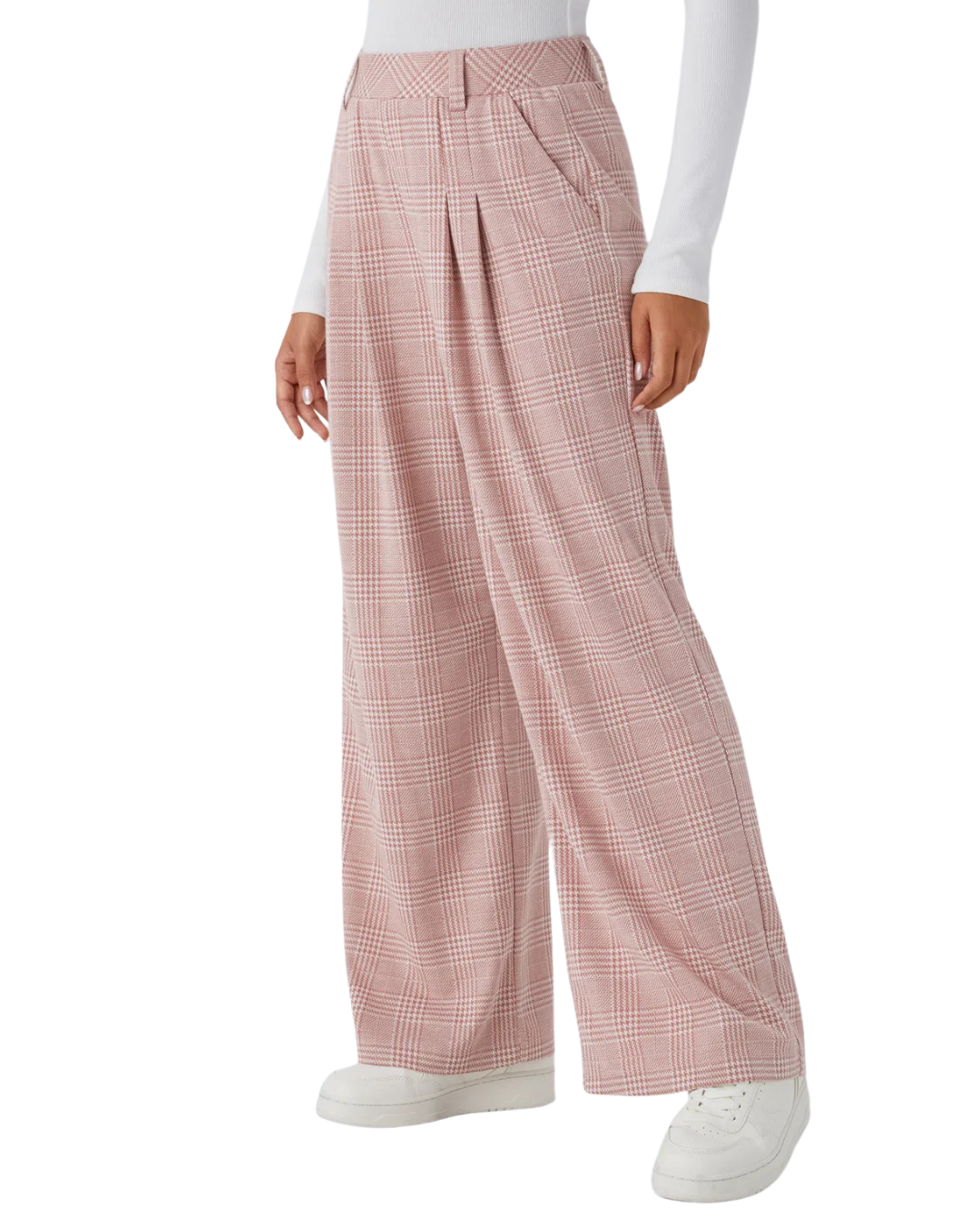 Pantalones casuales de cintura alta con bolsillos laterales para mujer®