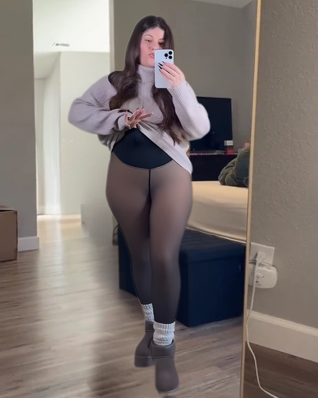 Leggings Modelador Térmico con Efecto Transparente para Mujer