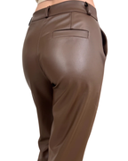 Pantalones rectos de cuero con cintura cómoda para mujer®