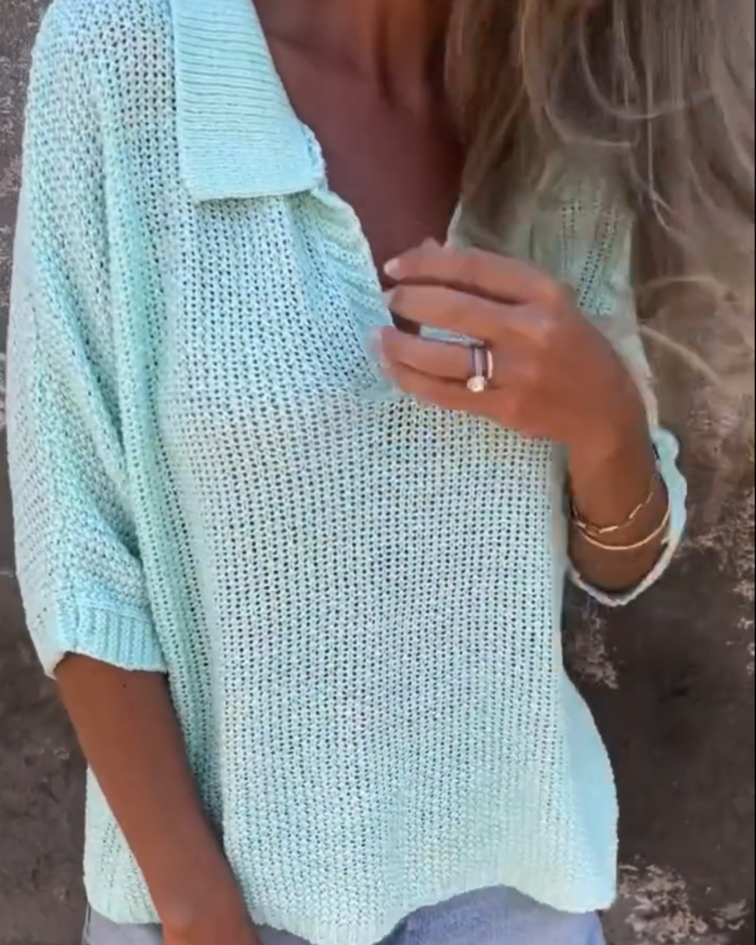 Suéter Calado de Verano con Cuello Tipo Polo®