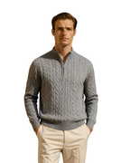 Suéter Manga Larga de Punto con Cremallera para Hombre