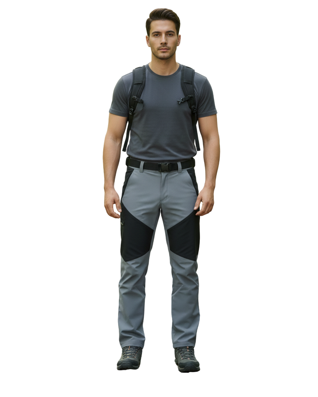 Pantalones de senderismo duraderos e impermeables para hombre con forro polar y cinturilla elástica
