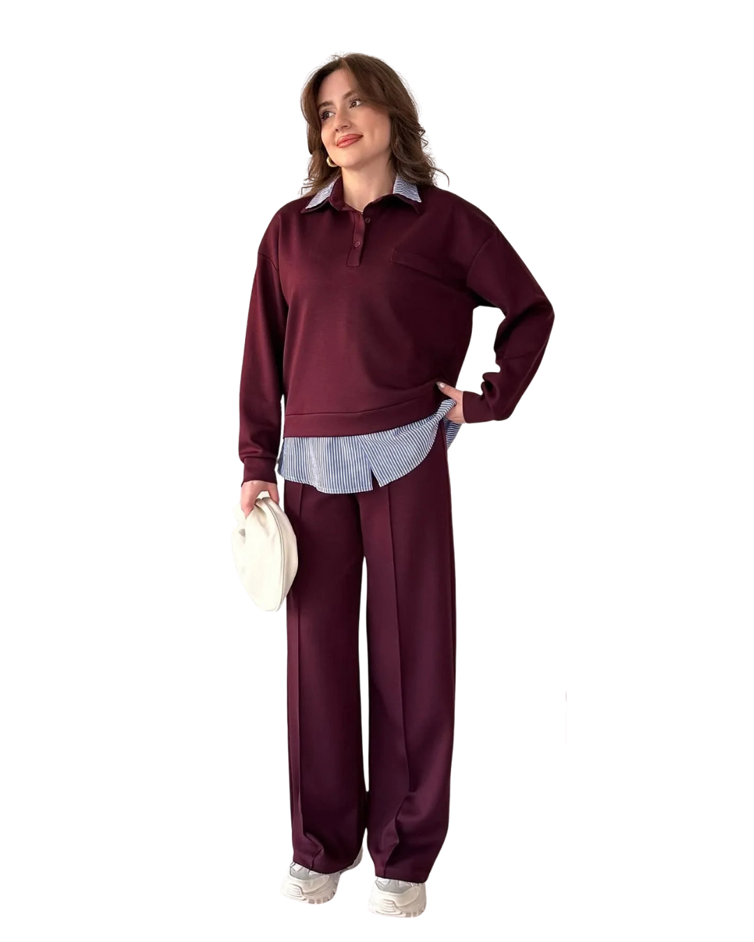Conjunto Elegante con Efecto Doble Capa y Pantalón Recto®