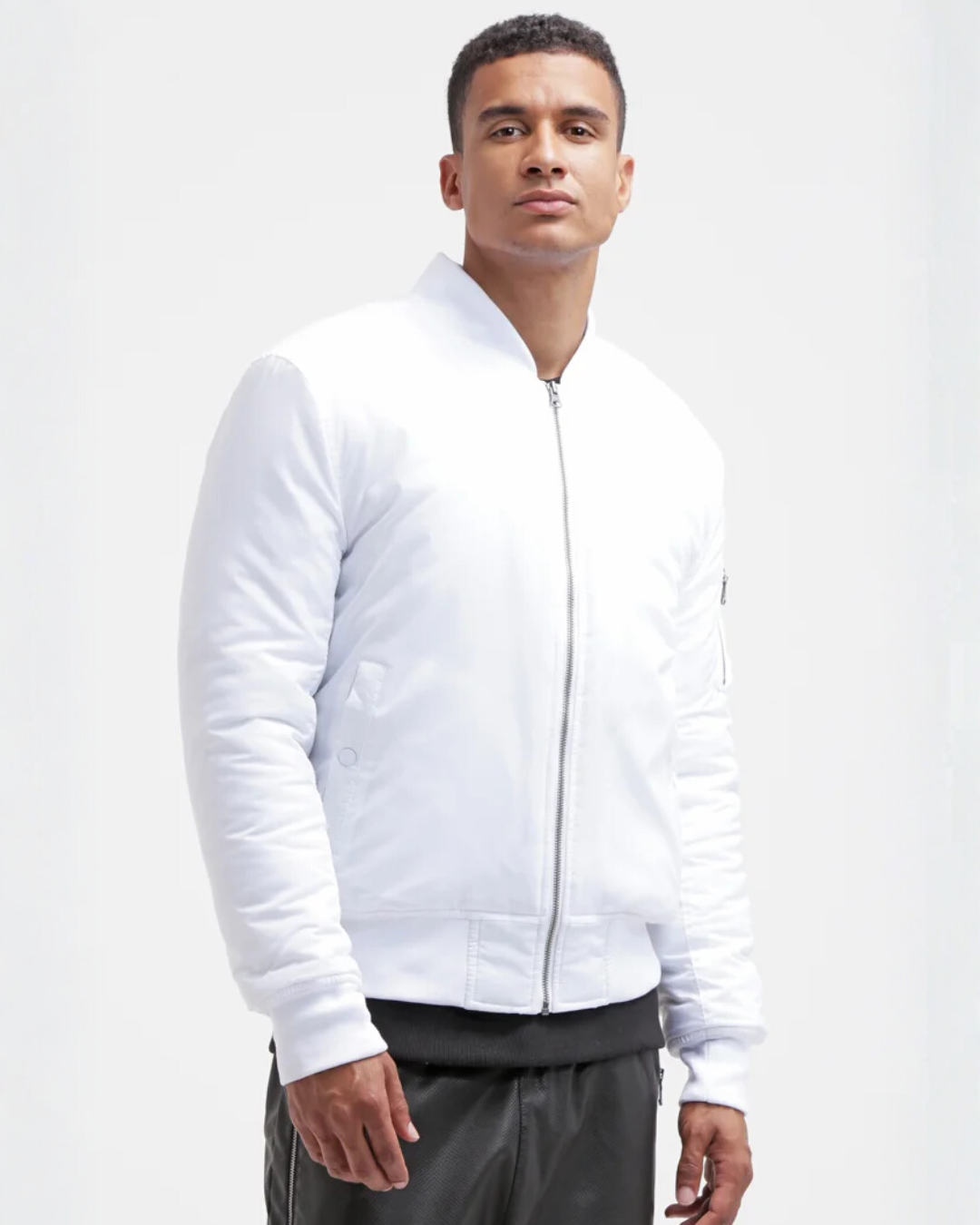 Chaqueta con Cuello Acanalado y Cierre de Cremallera para Hombre