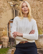 Jersey de Punto Trenzado en Mezcla de Lana para mujer