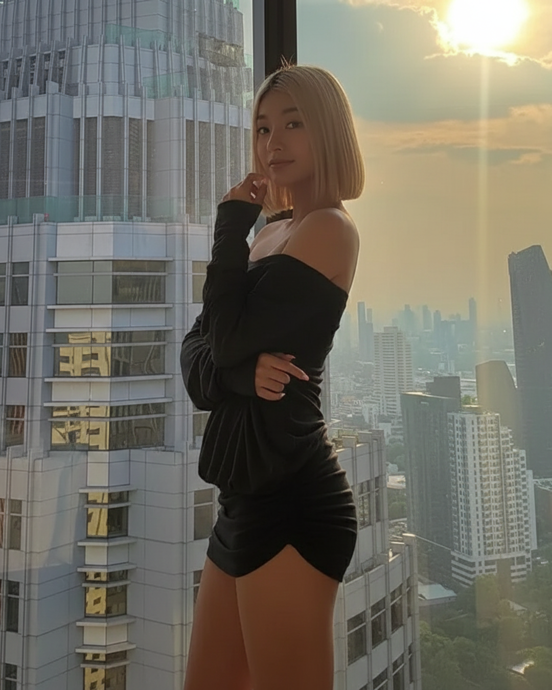 Minivestido de malla transparente con hombros descubiertos para mujer®