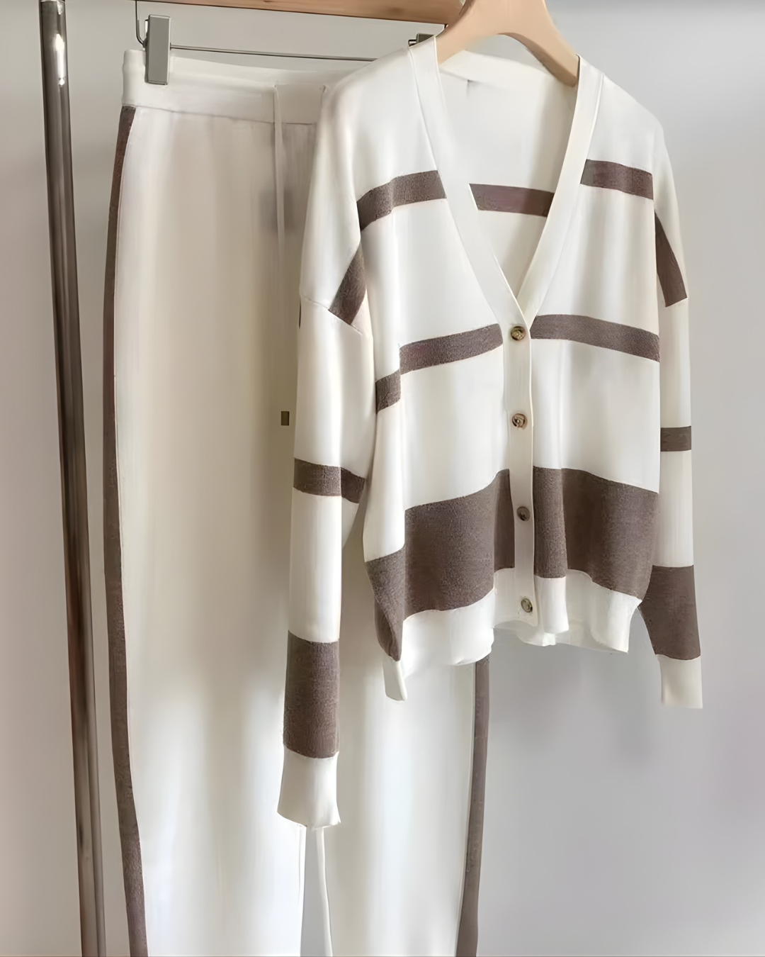 Conjunto de Punto Atemporal de 2 Piezas para Mujer