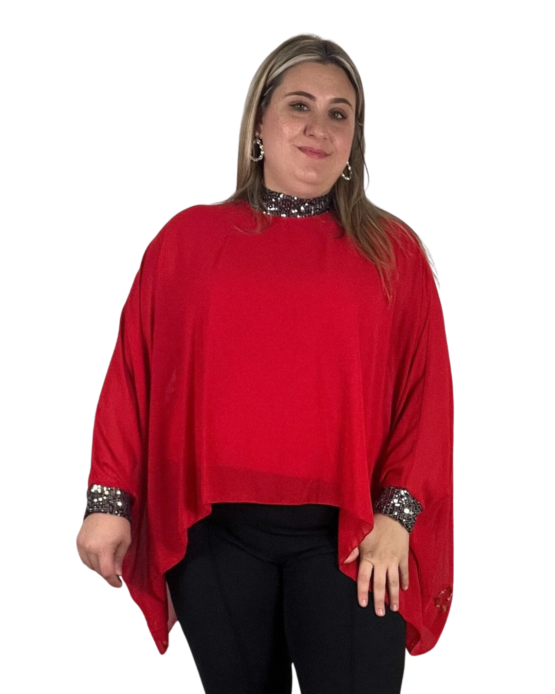 Blusa Fluida de Manga Larga con Camiseta Interior Integrada para Mujer