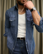 Camisa  Elegante para Hombre con Manga Larga y Botones Distintivos