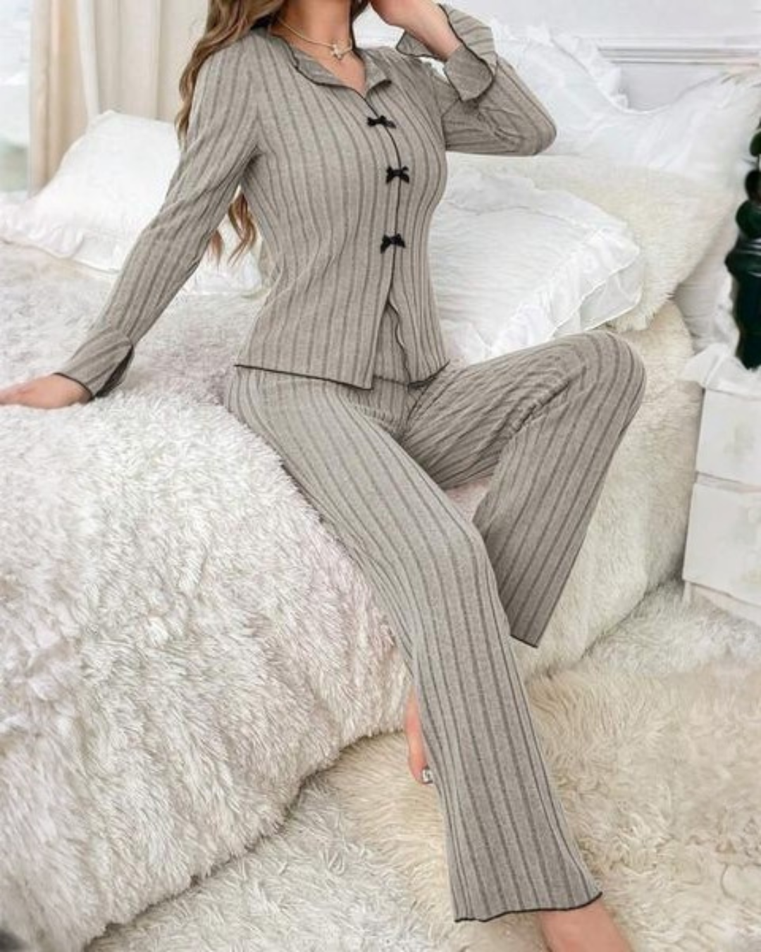 Conjunto de Pijama con Tejido Acanalado para Mujer®