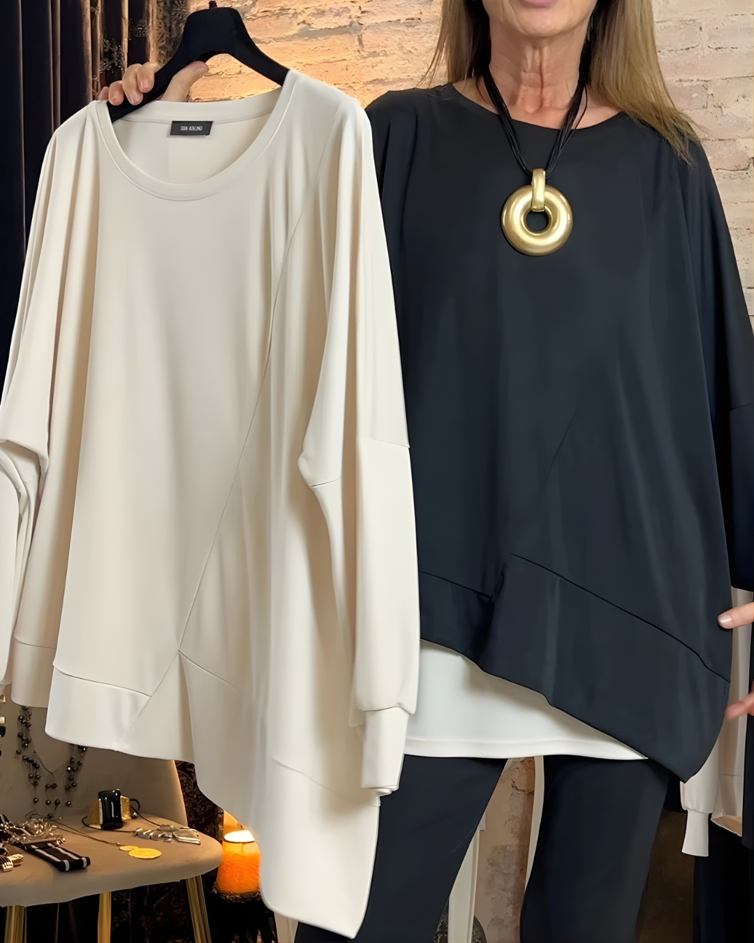 Jersey asimétrico de diseño elegante para mujer