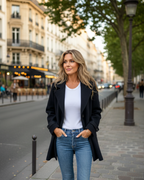 Chaqueta elegante informal de otoño con cuello entallado