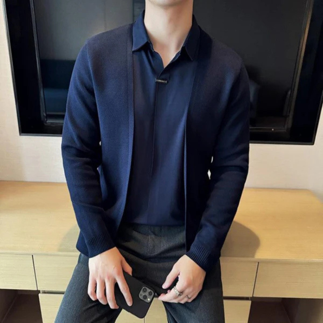 Chaqueta moderna de dos piezas falsa para hombre