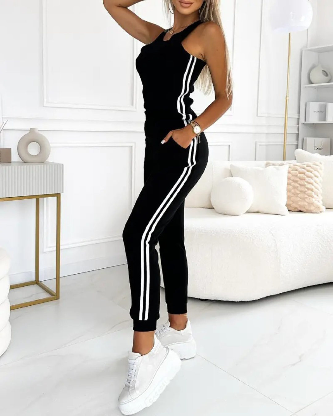 Conjunto de Chándal de 3 Piezas para Mujer con Detalles de Rayas®