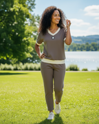 Elegante conjunto de top y pantalón con cuello en V®