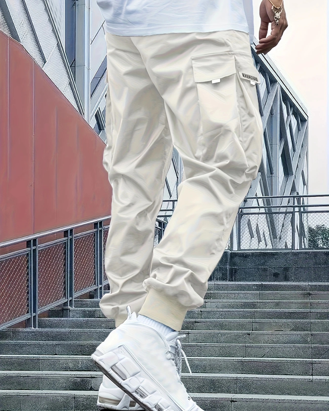 Pantalón cargo con cintura de cordón ajustable para Hombre