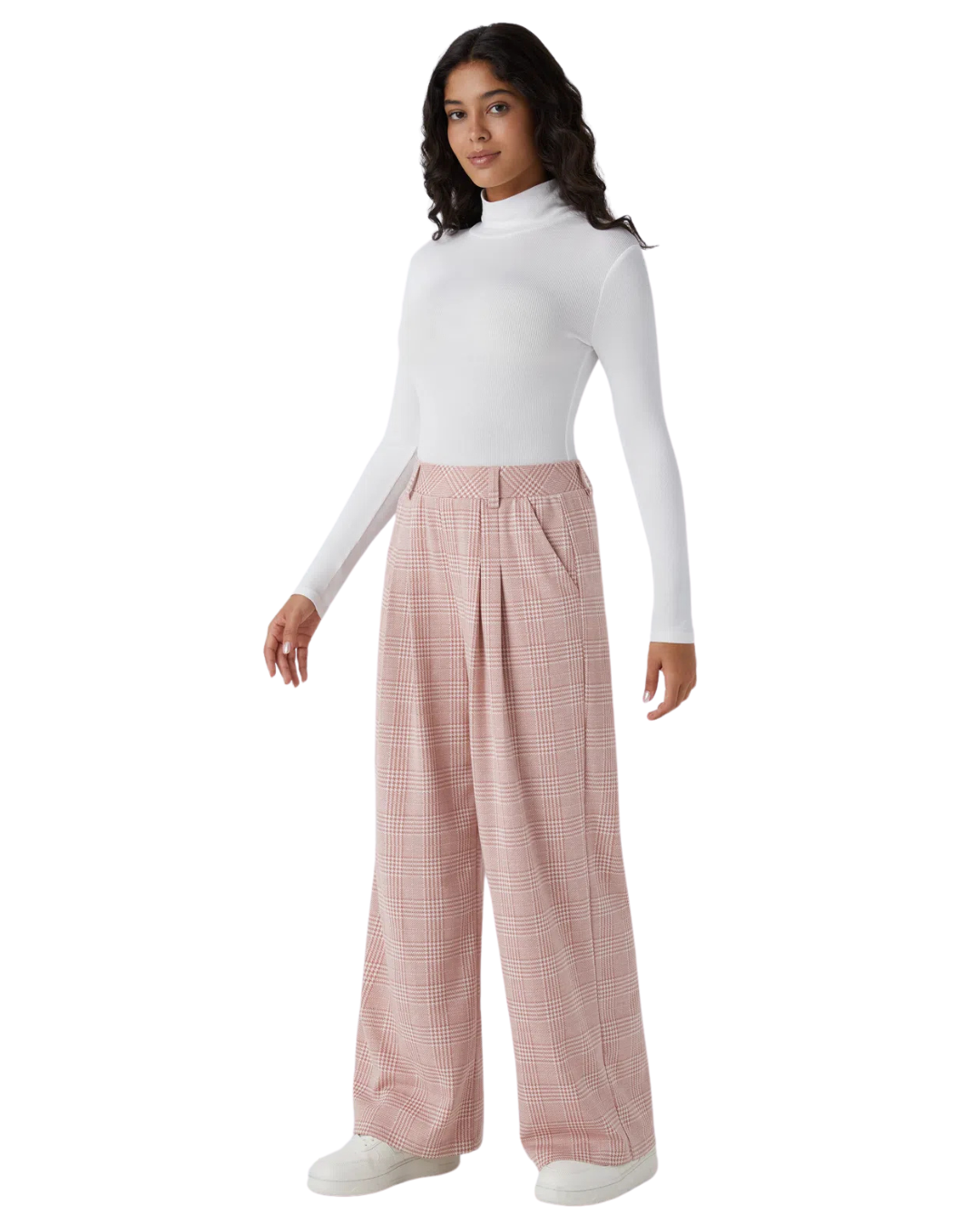 Pantalones casuales de cintura alta con bolsillos laterales para mujer®