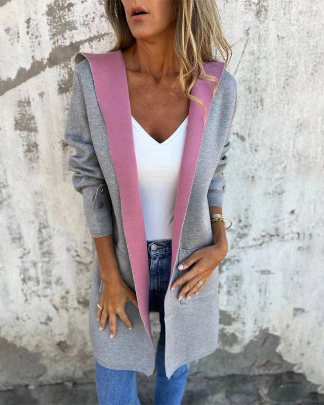 Abrigo casual con capucha para mujer