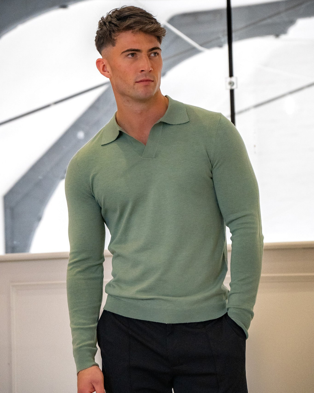 Polo de Manga Larga Suave y Transpirable para Hombre®