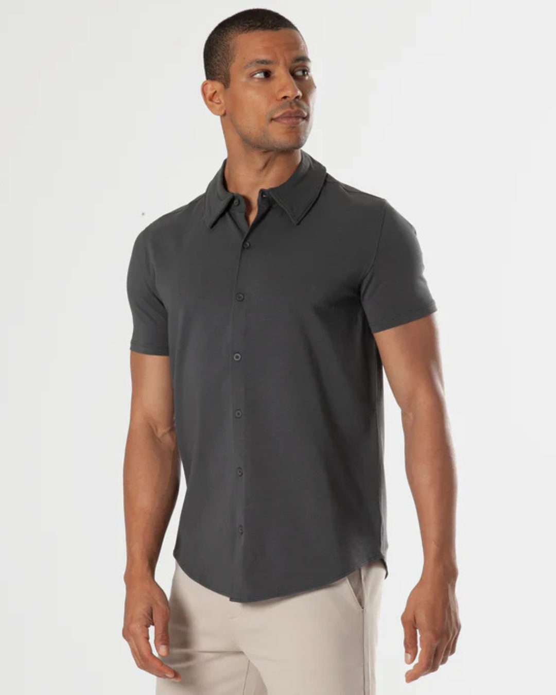 Camisa de Manga Corta con tejido Elástico para Hombre