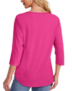 Blusa de Punto Ligero con Cuello Redondo y Manga 3/4 para Mujer