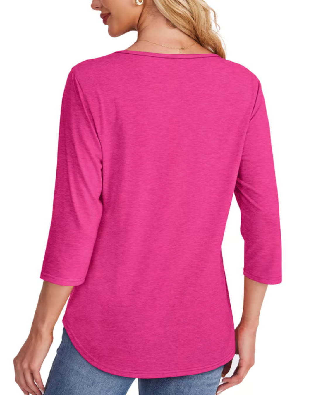 Blusa de Punto Ligero con Cuello Redondo y Manga 3/4 para Mujer