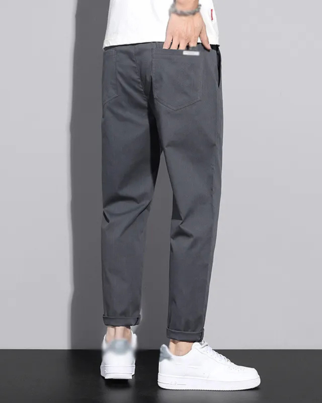 Pantalón Casual Unicolor Hombre con Bolsillos Laterales