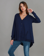 Cárdigan asimétrico de manga larga para mujer